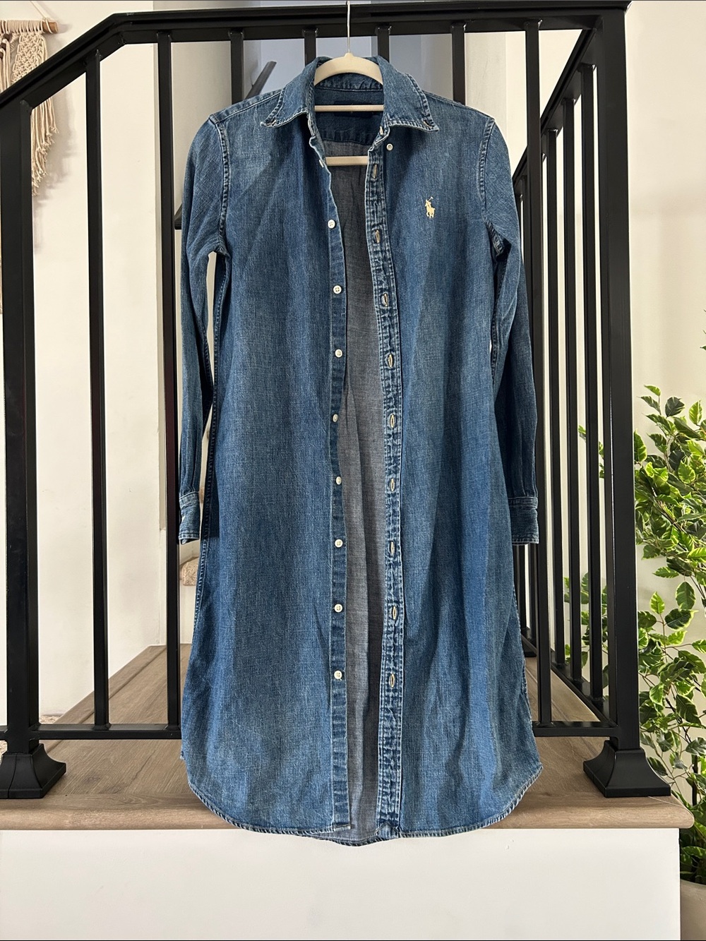 Ralph Lauren Denim Button-Front Long Shirt Jacket - Blue